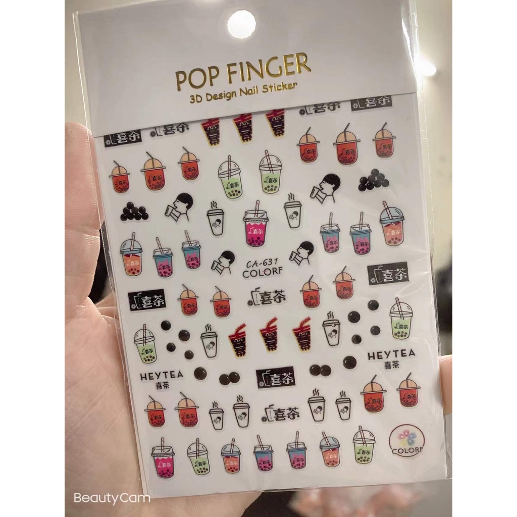 Sticker tra sữa trang trí nail