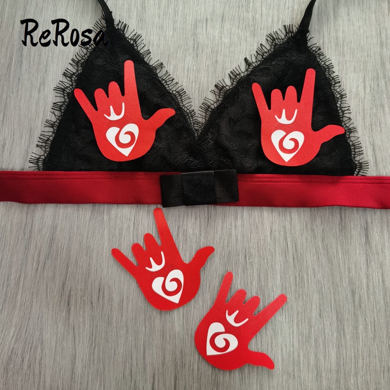 Cặp Miếng Dán Ngực Bằng Satin Hình Bàn Tay Quyến Rũ Cho Nữ