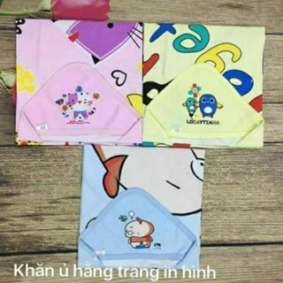Chăn ủ hè in hình cho bé yêu - Chăn ủ có mũ cho bé