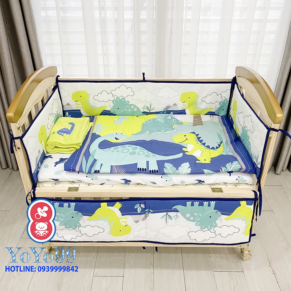 Set quây cũi vải 7 món chính hãng UMOO thoáng mát, 100% vải cotton thoáng mát, mềm mịn cho bé