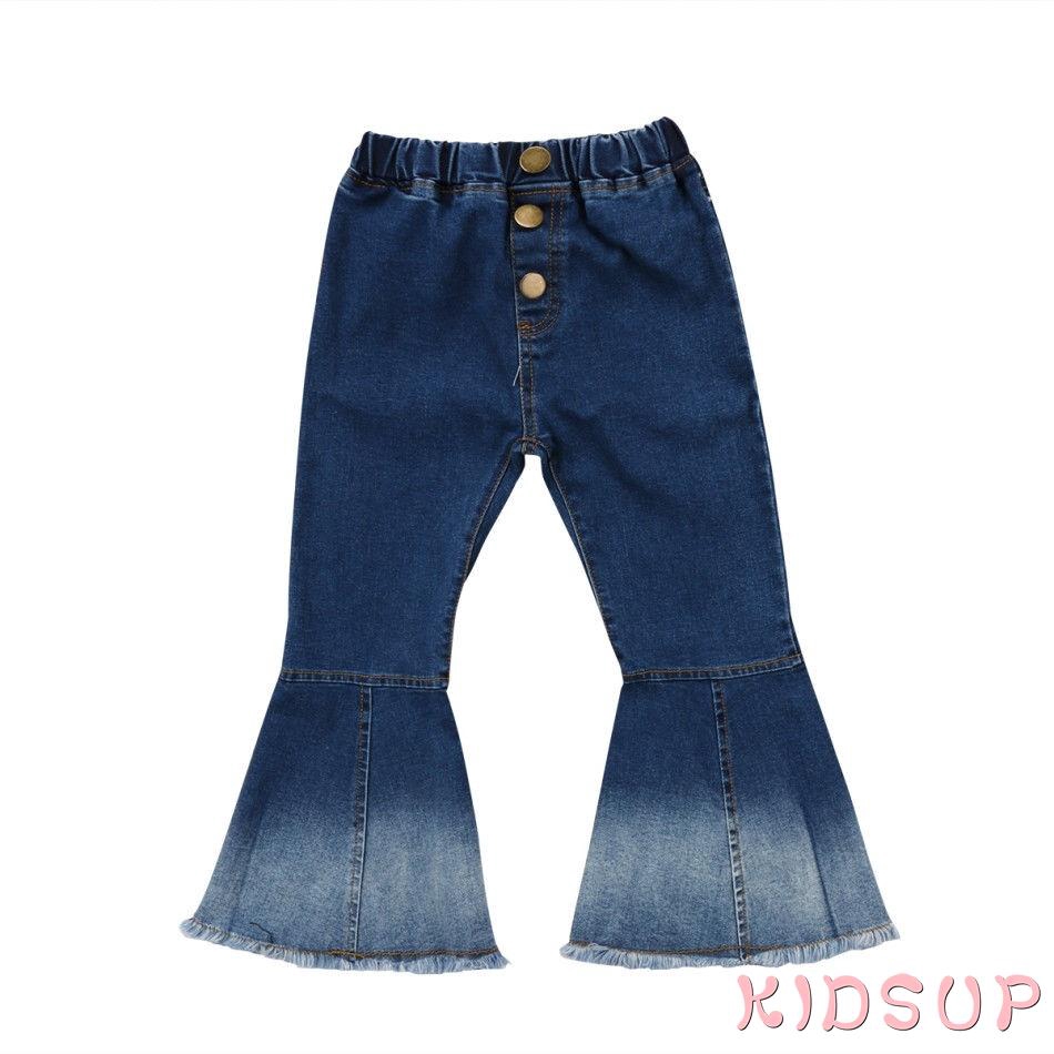 Thời Trang Quần Jeans Ống Rộng Cho Bé Gái 2-7 Tuổi