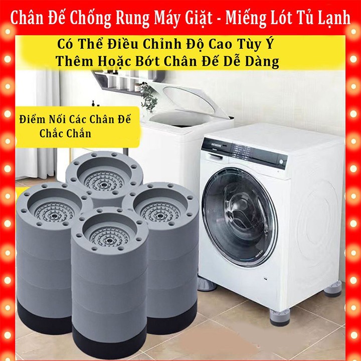 Bộ 4 Chân Kê Máy Giặt Tủ Lạnh Chống Rung, Chống Trượt, Chống Xước Sàn