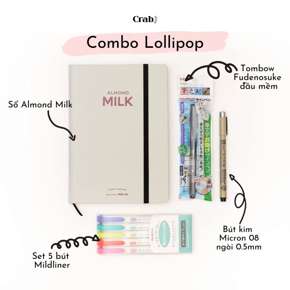 Combo sổ bút chuyên dụng Bullet Journal - Màu Lollipop