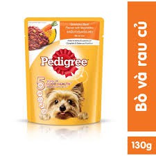 12 gói sốt chó pedigree vị BÒ RAU 130GR - date 9.2024