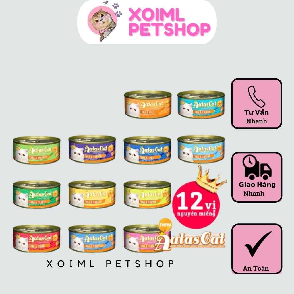 Pate AATas lon cho mèo 80g| Pate mèo lon Aatas Cat nhập khẩu Thái Lan