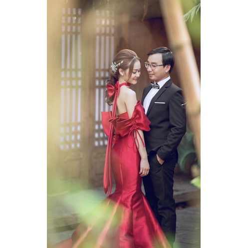 Đầm body maxi mặc cưới phối phụ kiện nơ tay và cổ đi kèm TRIPBLE T DRESS - size S/M/L - MS196Y