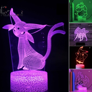 Đèn led 3d 16 màu sắc hình pokemon độc đáo