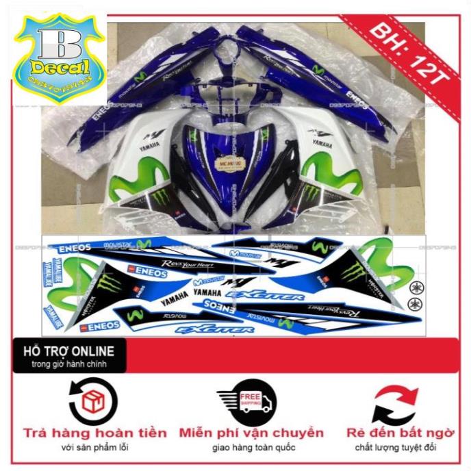 ( Quí khách vui lòng mang ra tiệm cho thợ dán ) Tem EX 2011 MOVISTAR TRẮNG XANH GP [Bi Decal]