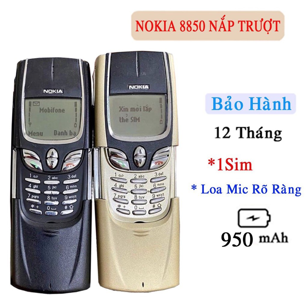 Điện thoại Nokia 8850 Vỏ Nhôm Nắp Trượt Chính Hãng Loa To, Nghe Gọi Rõ Ràng – Bảo Hành 12 Tháng