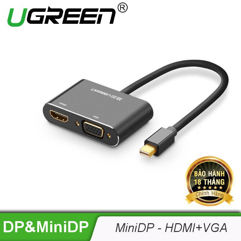 Cáp chuyển Mini Displayport to HDMI và VGA Ugreen 20421 chính hãng (đen)