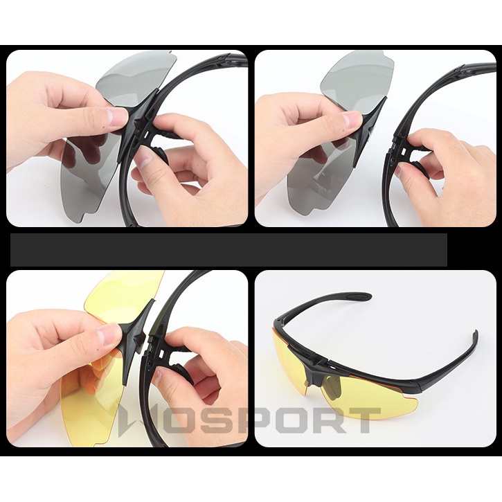 Mắt kính chiến thuật_gấp được_bộ 3 tròng thay thế
