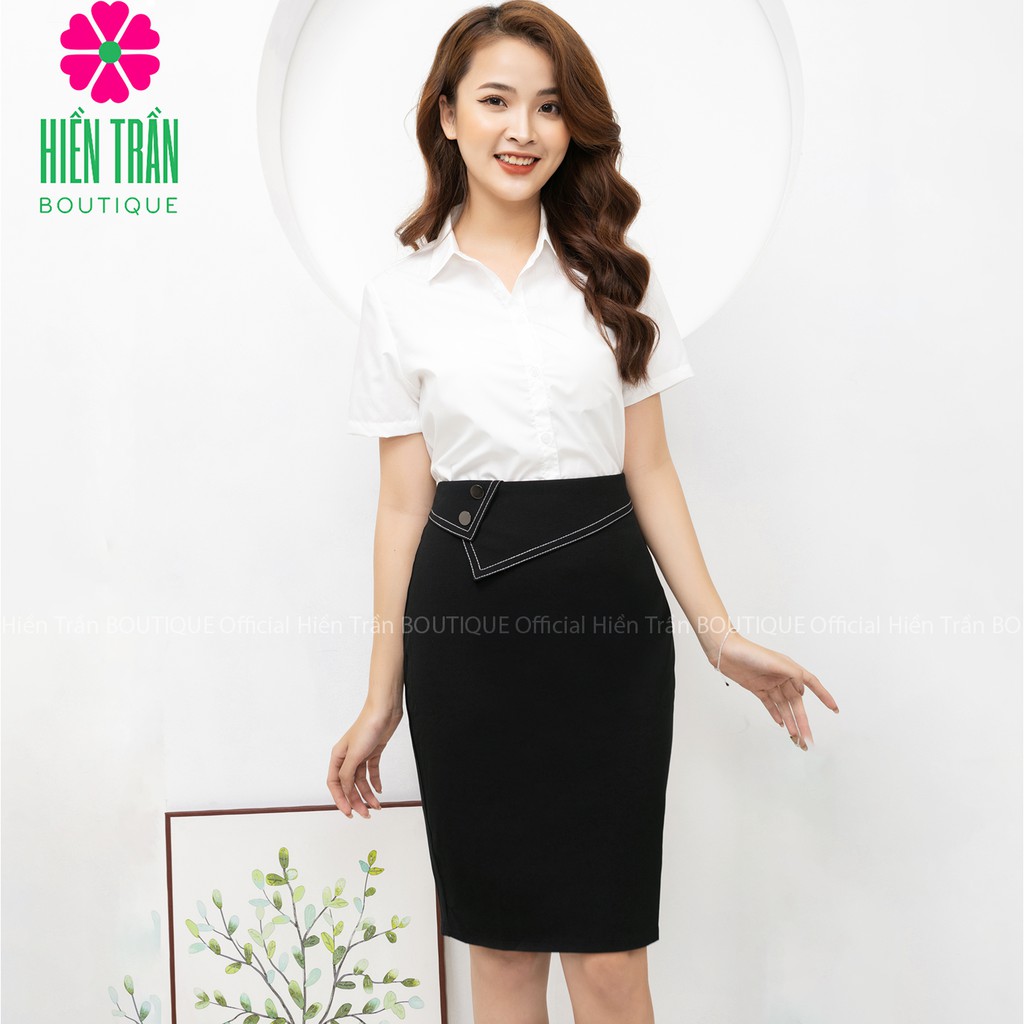 Chân váy bút chì phối 2 khuy mạ crom sang trọng, quý phái, chất vải cao cấp | BigBuy360 - bigbuy360.vn