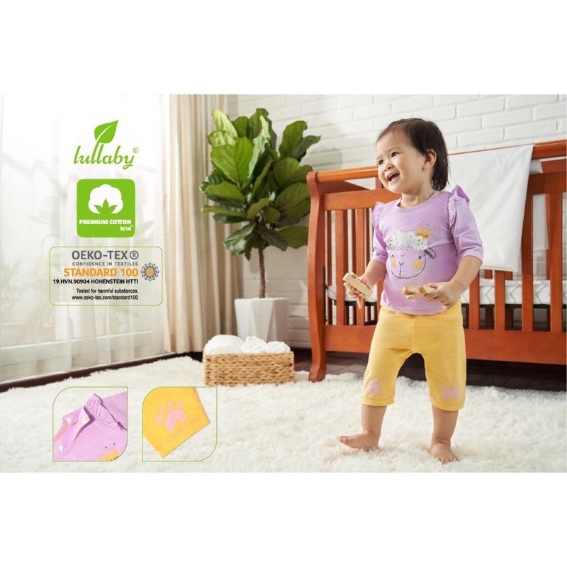 [LULLABY SALE] Bộ tay lỡ Lullaby chính hãng họa tiết cotton cao cấp an toàn cho bé