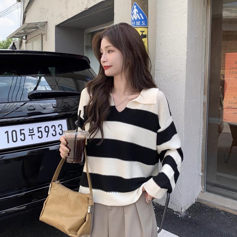 Áo len dệt phối sọc 6sstore