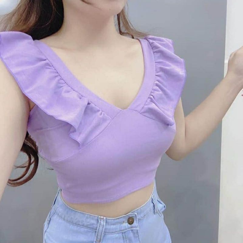 [Mã FAMAYWA giảm 10K đơn 50K] ÁO CROPTOP HAY DÂY BÈO CUỐN BIÊN CT