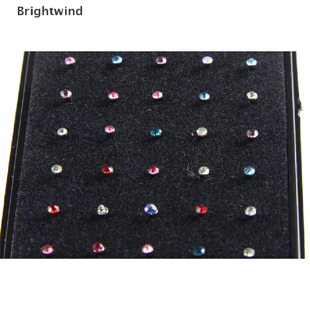 [Brightwind] 60x Crystal Rhinestone Stainless Steel Nose Ring Body Piercing Bone Stud Jewelry Hot Sell