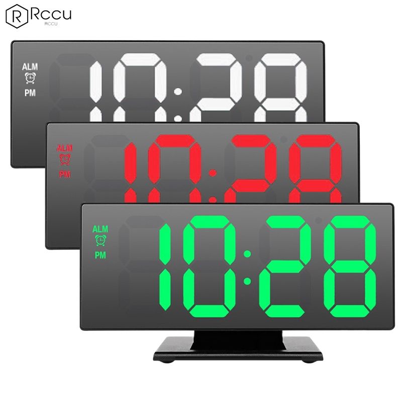 LED digital clock multi-function mirror snooze display time night LCD table lamp desktop Ⓡ