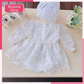 Set đầm body bé gái. bộ liền thân cho bé tặng kèm mũ .body rèn trắng cao cấp cho bé gái