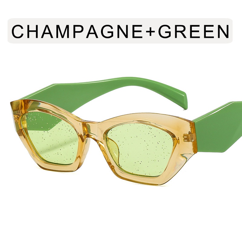 (JIUERBA) Kính Râm Mắt Mèo Tròng Đa Giác Lấp Lánh Thời Trang Hip Hop Phương Tây