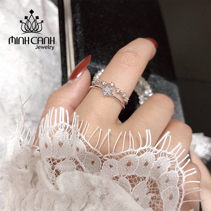 Nhẫn Bạc Nữ Kép Hoạ Tiết Ngôi Sao Freesize - Minh Canh Jewelry