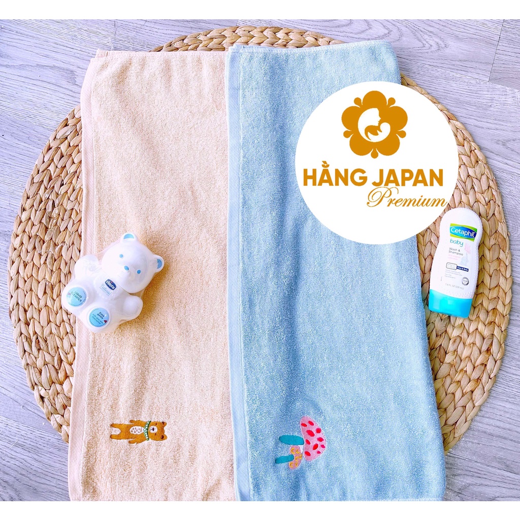 Khăn tắm cho bé cotton thêu hình thú cao cấp kích thước 70x140 - Mềm mịn, giăt mau khô, chất liệu an toàn