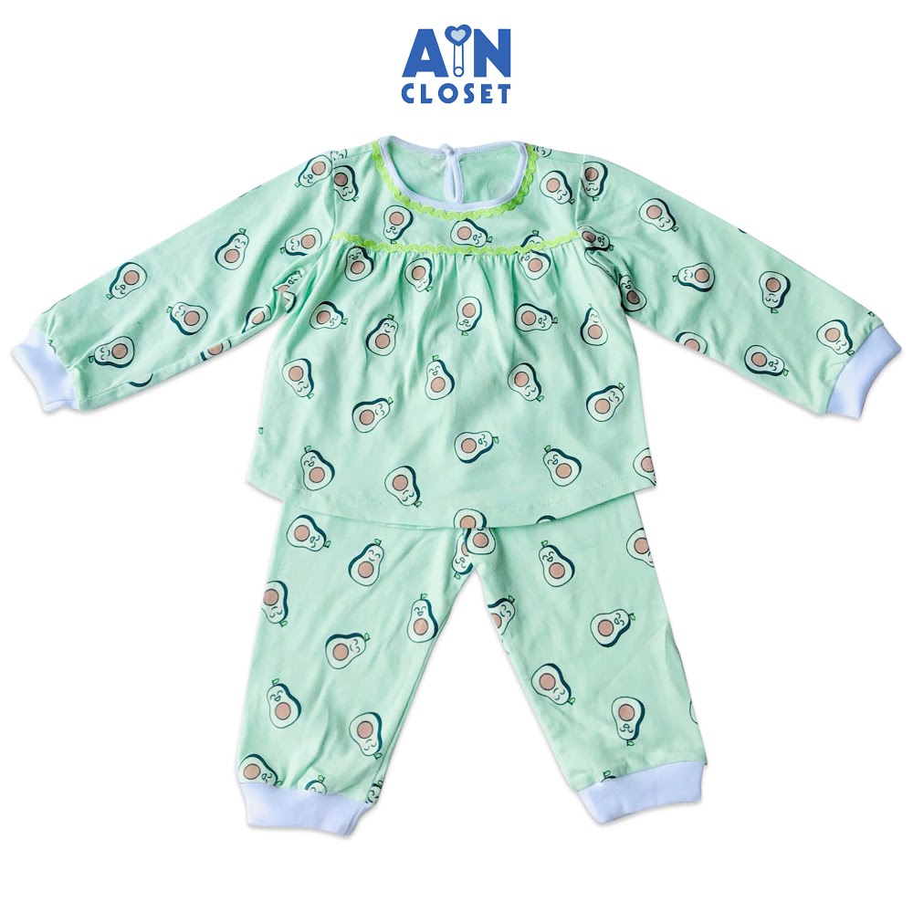 Bộ quần áo dài bé gái họa tiết Bơ xanh thun cotton - AICDBGYWRLPD - AIN Closet