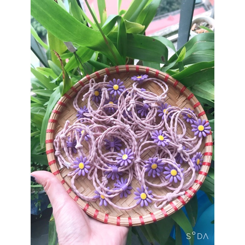 Dây cột tóc hoa cúc tím