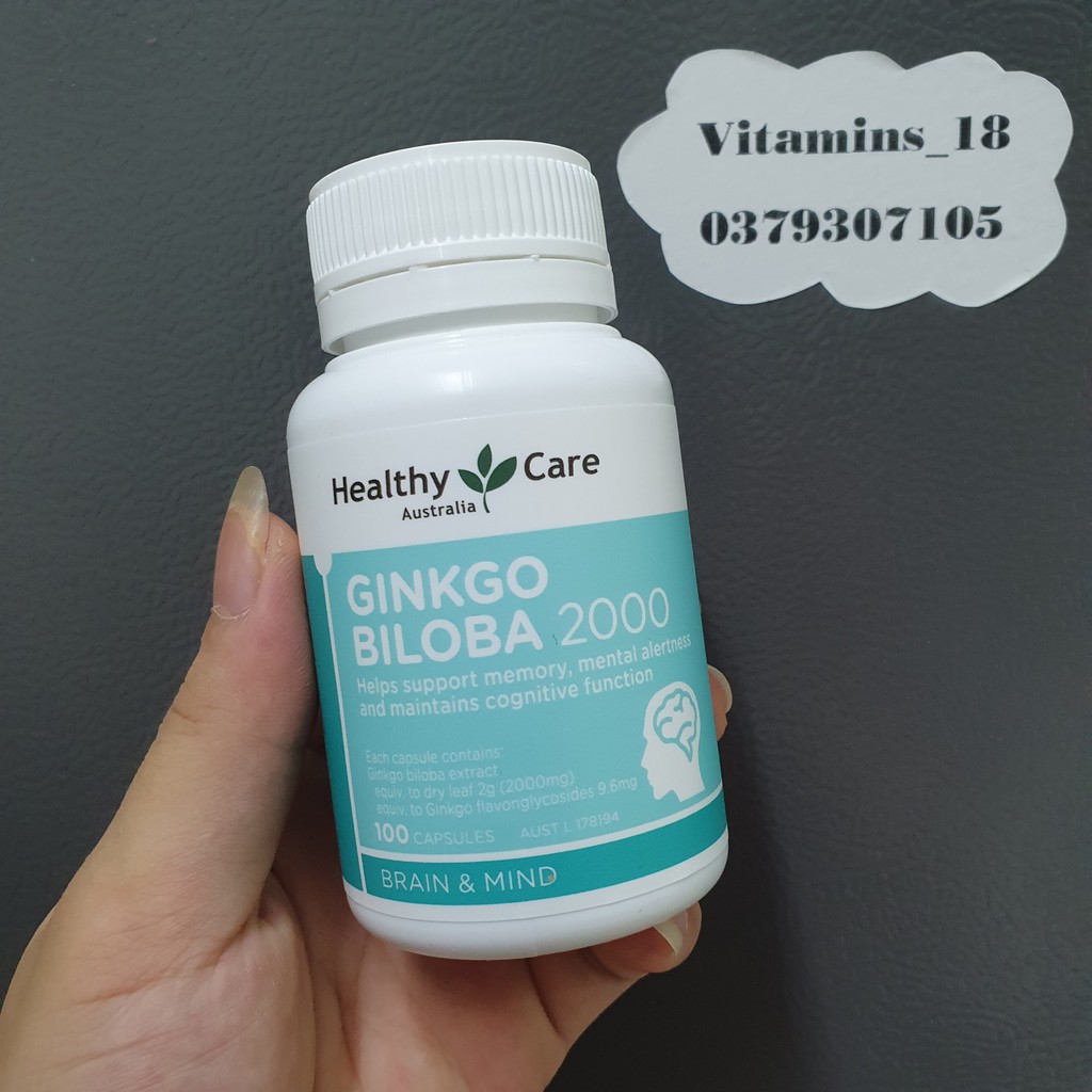 Viên Uống Bổ Não Healthy Care Ginkgo Biloba 2000 Úc 100 viên - mẫu mới  [date xa]