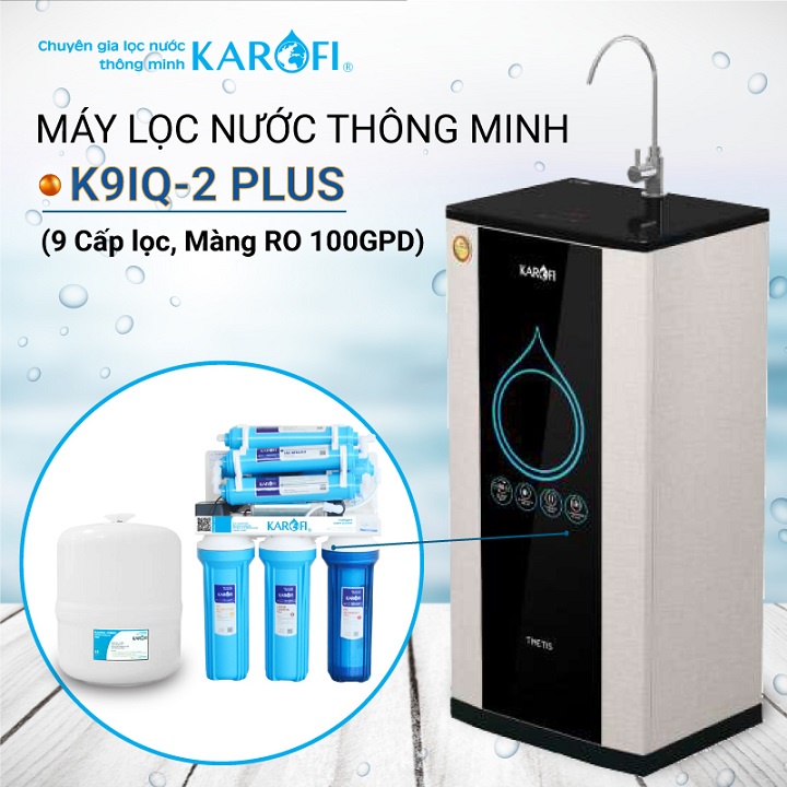 Máy lọc nước RO Karofi K9IQ-2 Plus (9 cấp lọc - Lõi Hydrogen)