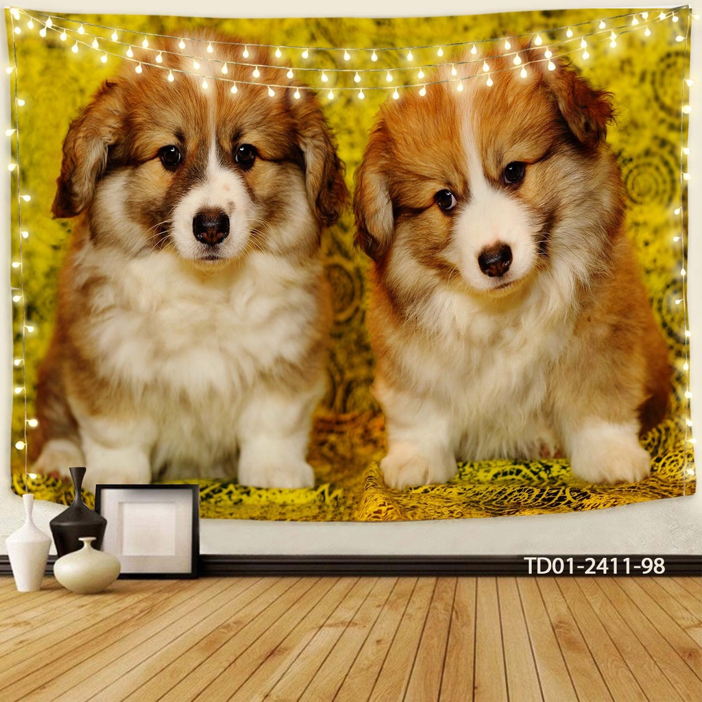 Tranh vải treo tường decor Tín Phát, thảm treo tường Thú cưng pet mèo, chó dễ thương