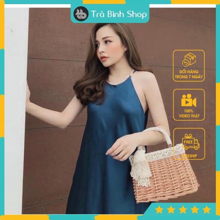 Đầm suông , váy suông cami yếm lụa có túi - vải xịn xò