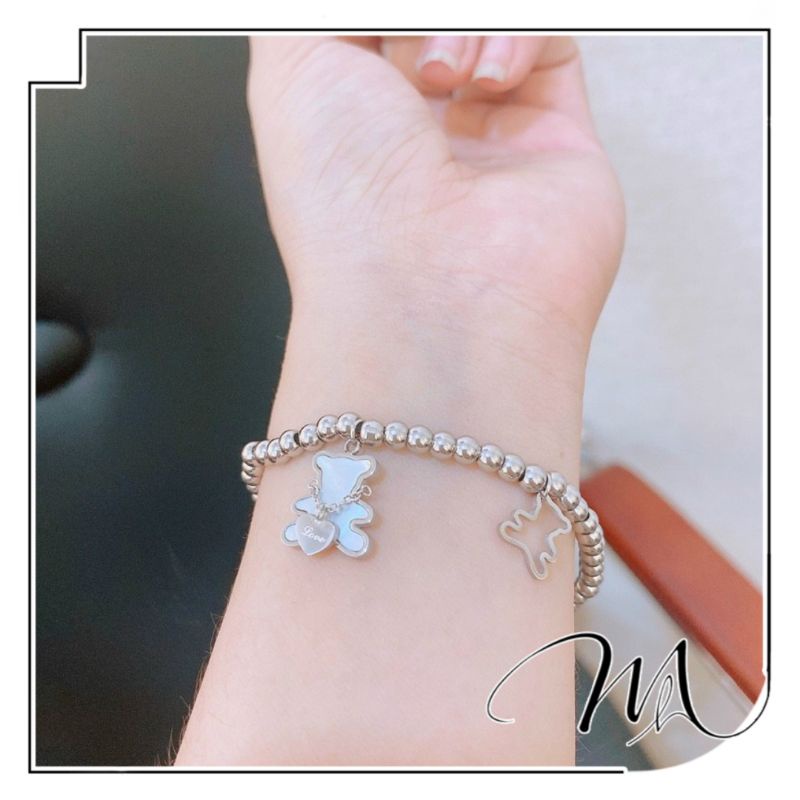 Lắc tay nữ Titan không đen dây bi mặt gấu dễ thương - VT90