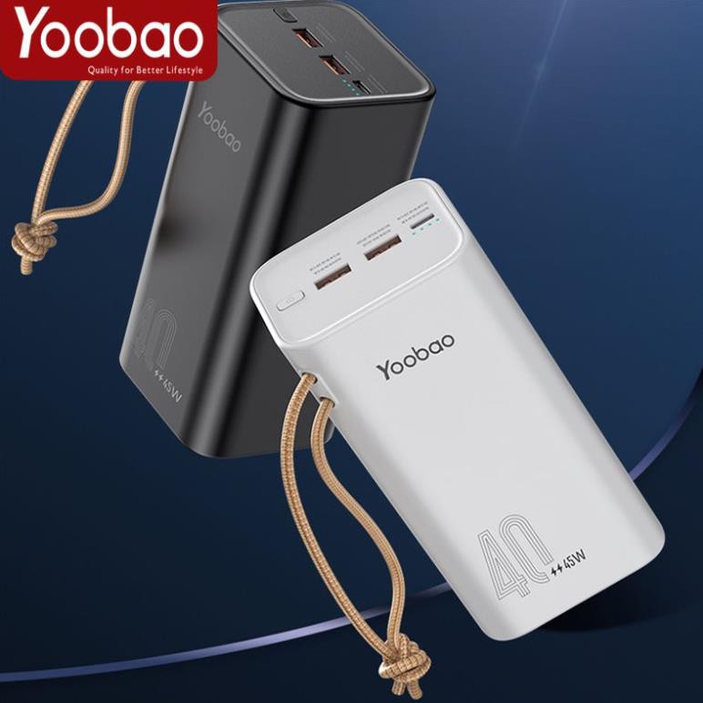 Pin sạc dự phòng Yoobao H40, dung lượng 40000mAh, công suất 45W sạc nhanh cho điện thoại , macbook, laptop