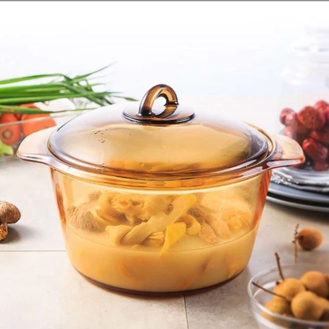 Bộ 2 nồi thủy tinh Luminarc Vitro Amberline Blooming 1L - 3L