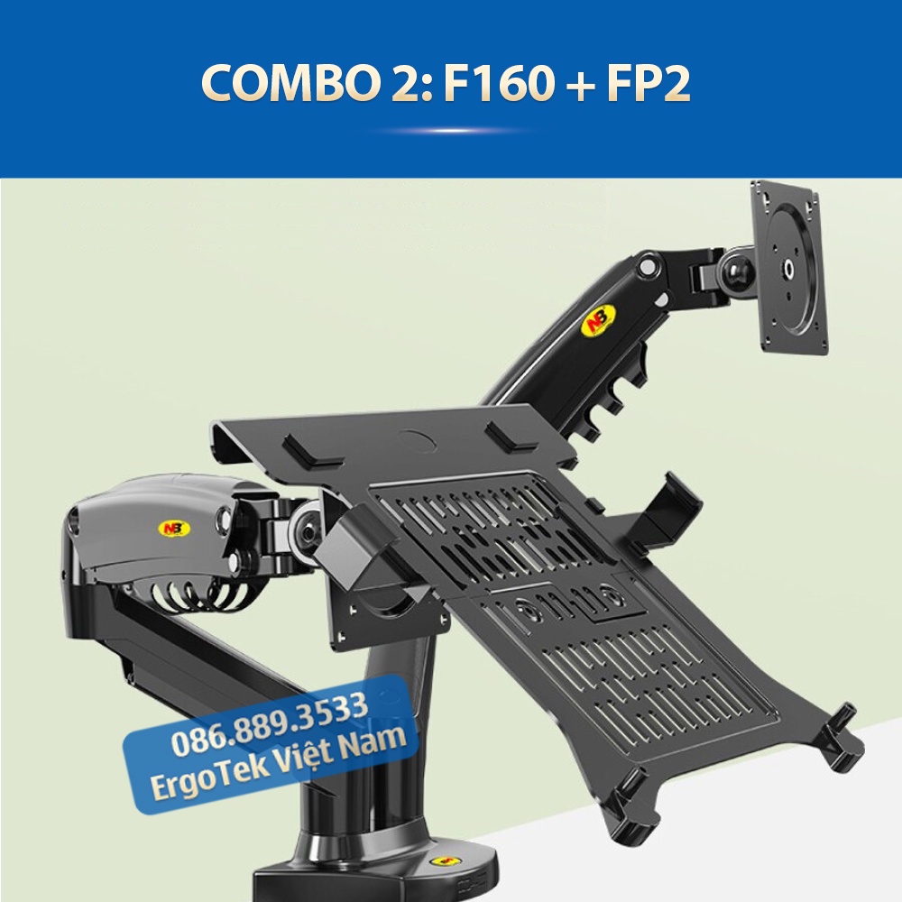 / Giá Treo Màn Hình NB F160 17 - 27 Inch Kèm Kẹp Đỡ Laptop FP2 10 - 17 Inch