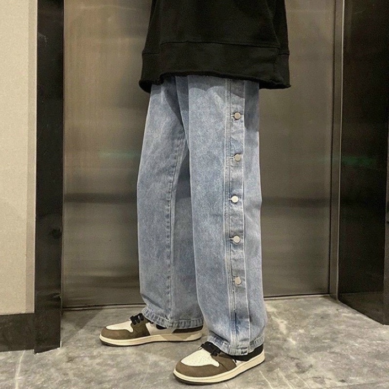 QUẦN BAGGY JEANS NÚT ỐNG RỘNG QUẦN BAGGY ỐNG SUÔNG NAM VÀ NỮ UNISEX