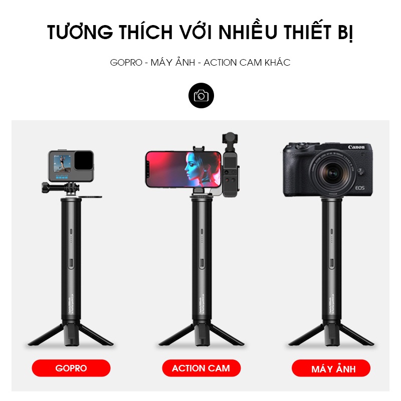 GẬY TÍCH HỢP PIN GOPRO VÀ MÁY ẢNH UURIG A0010