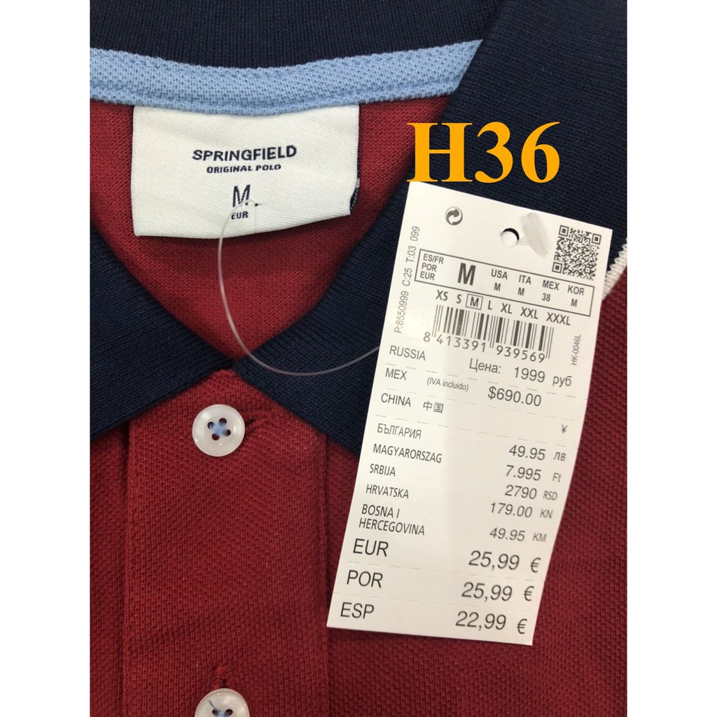 * Mã H36: Springfield nam xuất xịn, nhiều kiểu phối cổ rất đẹp. VNXK