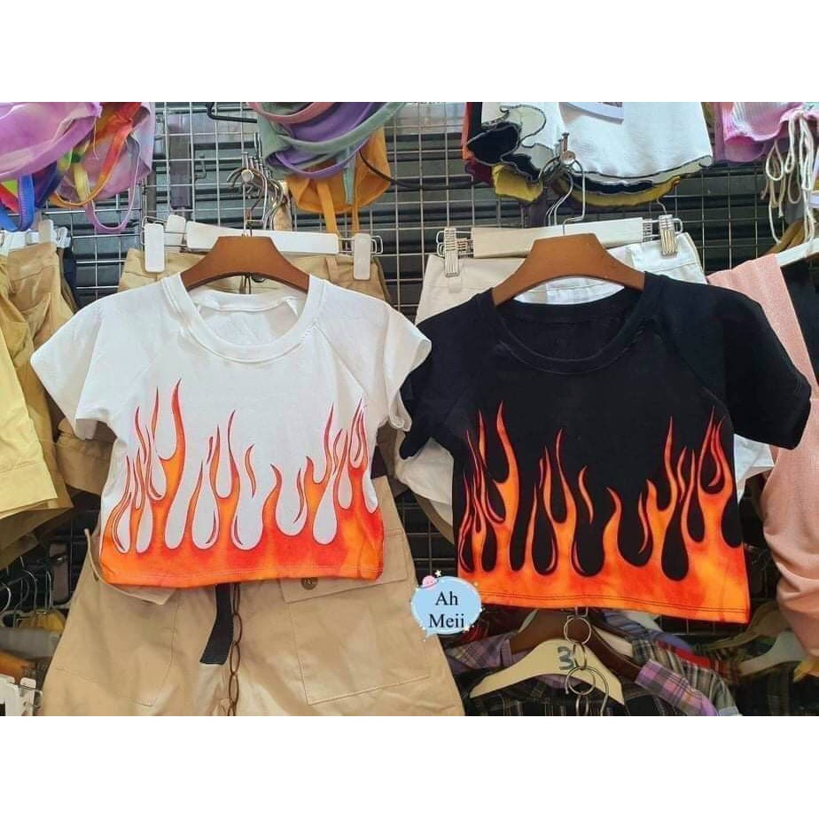 áo croptop lửa ngọn chất thun đẹp