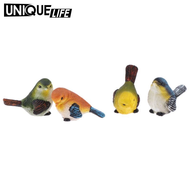Set 4 Chú Chim Bằng Nhựa Resin Nhân Tạo Trang Trí Sân Vườn Yoyoyo01