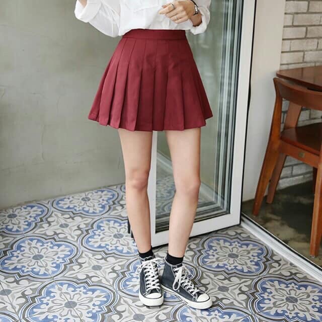 Chân váy xếp ly ngắn chữ A chất kaki