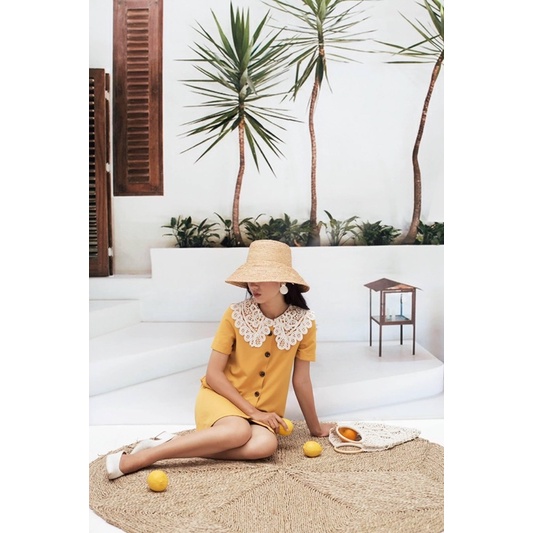 [Mã BMBAU50 giảm 50K đơn 150K] LIIN - Váy Khuy Gỗ Phối Cổ Ren Lace Button Dress V00592 | BigBuy360 - bigbuy360.vn