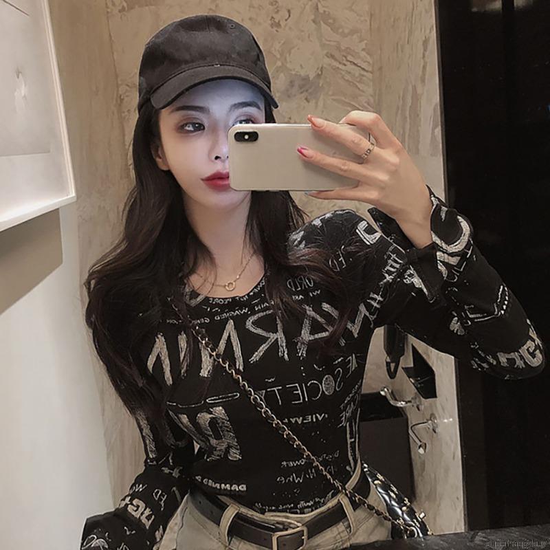 Áo Thun Dài Tay Họa Tiết Graffiti Thiết Kế Đơn Giản