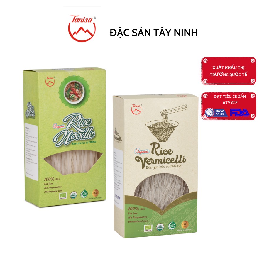 Bún gạo hữu cơ, phở hữu cơ Tanisa 200gr - dai ngon bổ dưỡng, không chất bảo quản, tốt cho sức khỏe, phù hợp với người ăn