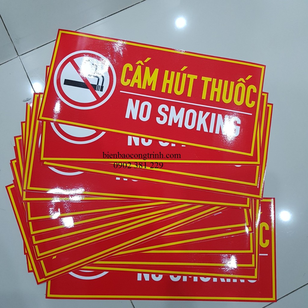 Bảng cấm hút thuốc in decal dán kích thước 15 x 40