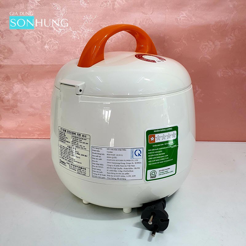 NỒI CƠM ĐIỆN COOKIN RM-NA05 DUNG TÍCH 0.5 LÍT [BH 24 THÁNG] màu trắng nhập khẩu Hàn Quốc