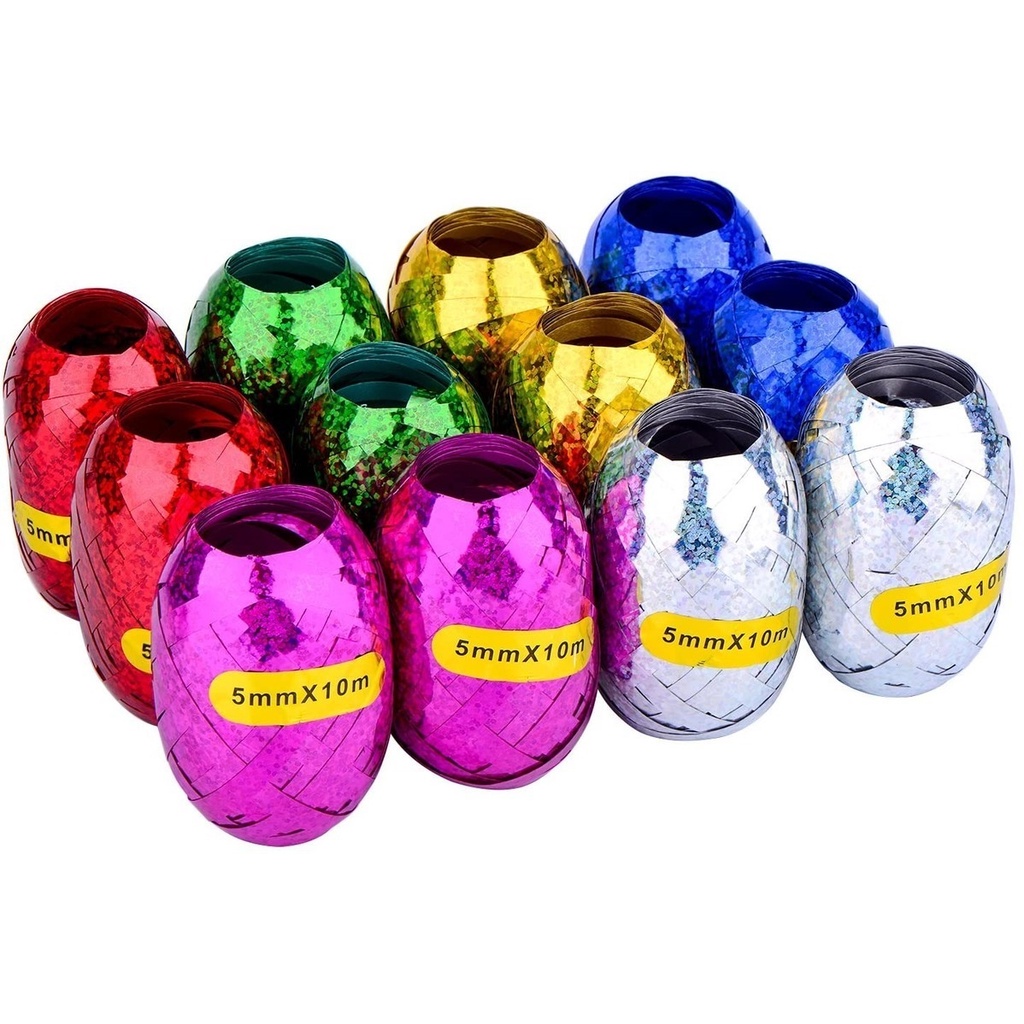 Set 6 cuộn dây ruy băng kim tuyến 10m * 0.5cm trang trí tiệc cưới