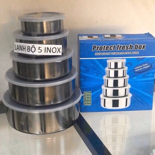 Sale bộ thố 5 cái Inox có nắp đậy đựng cơm tiện dụng