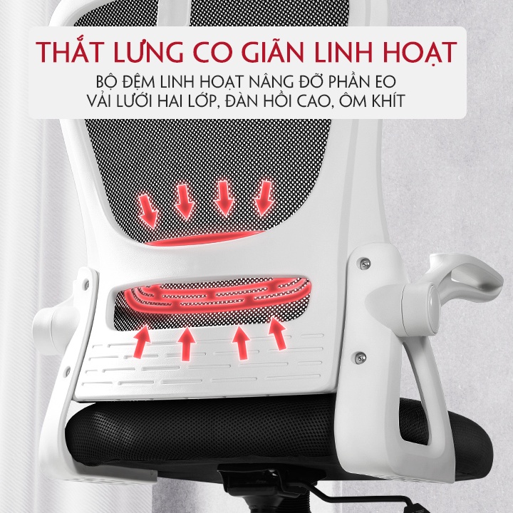 Ghế Xoay Văn Phòng, Ghế Ngồi Làm Việc Công Thái Học Ergonomic Thiết Kế Bo Theo Sống Lưng Thư Giãn Giảm Mệt Mỏi