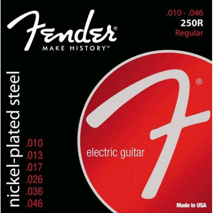 Fender Set 3 Dây Đàn Guitar Điện Mạ Niken 250r 10-46